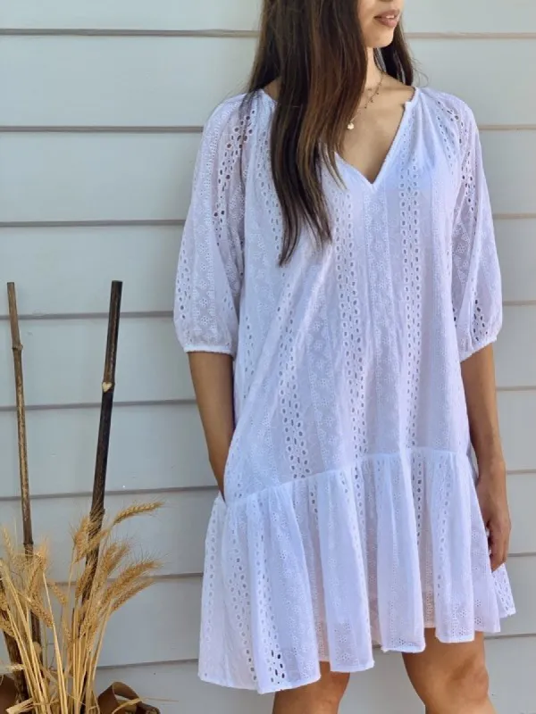 Paloma Embroidered Cotton Dress sold by All the Wild Roses