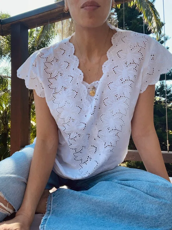 Vintage Cotton Lace Short-Sleeved Top sold by All the Wild Roses product image thumbnail 4