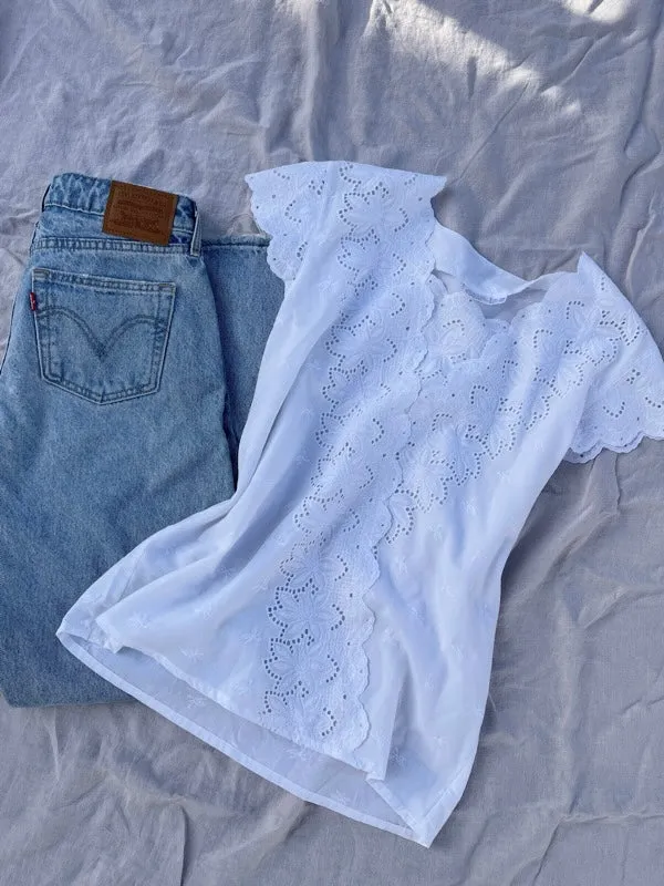 Vintage Cotton Lace Short-Sleeved Top sold by All the Wild Roses product image thumbnail 2