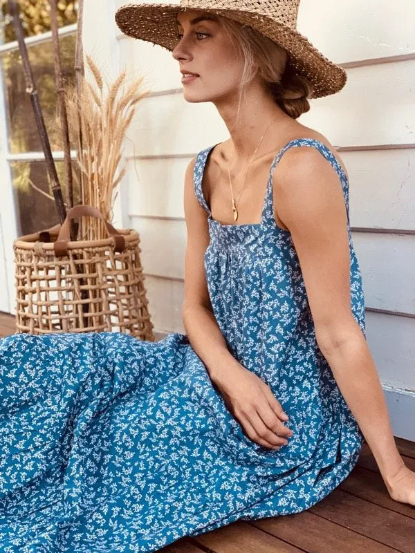 Arabella Vintage Indigo Floral Dress sold by All the Wild Roses product image thumbnail 4