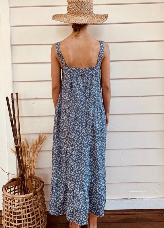 Arabella Vintage Indigo Floral Dress sold by All the Wild Roses product image thumbnail 5