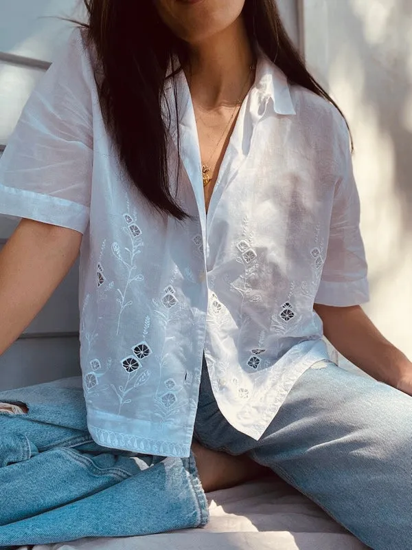 Vintage White Cotton Embroidered Top sold by All the Wild Roses product image thumbnail 4