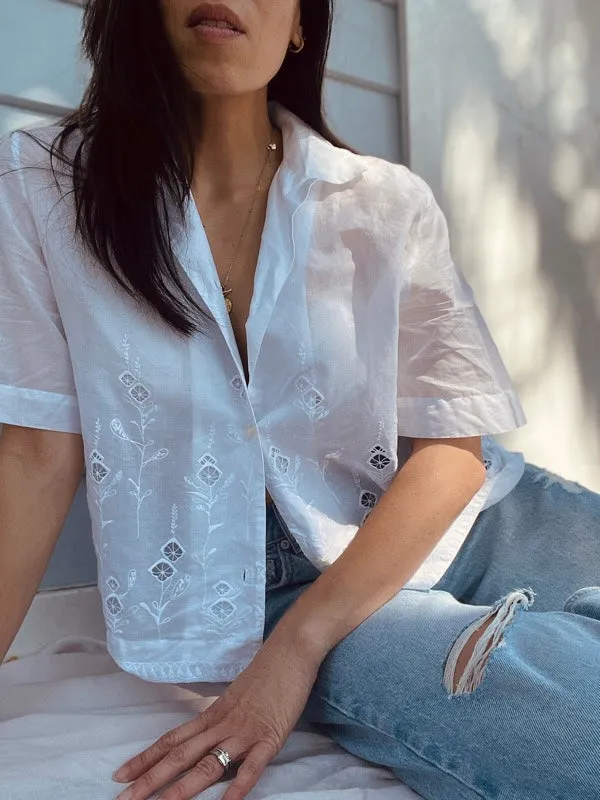 Vintage White Cotton Embroidered Top sold by All the Wild Roses product image thumbnail 2