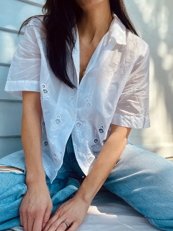 Vintage White Cotton Embroidered Top sold by All the Wild Roses product image thumbnail 3