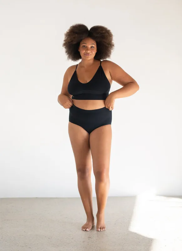 Classic Brief + Classic Crop Black sold by nat v basics
