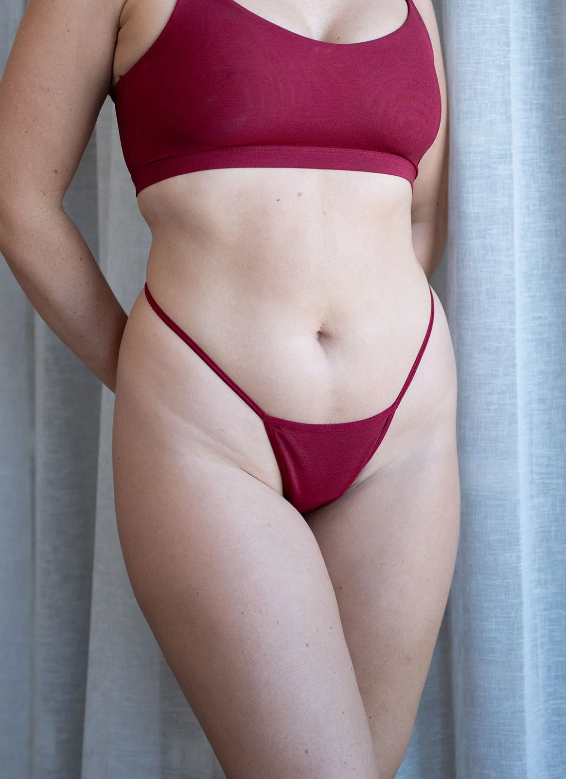 Micro Mesh G-String Underwear - Burgundy sold by nat v basics product image thumbnail 3