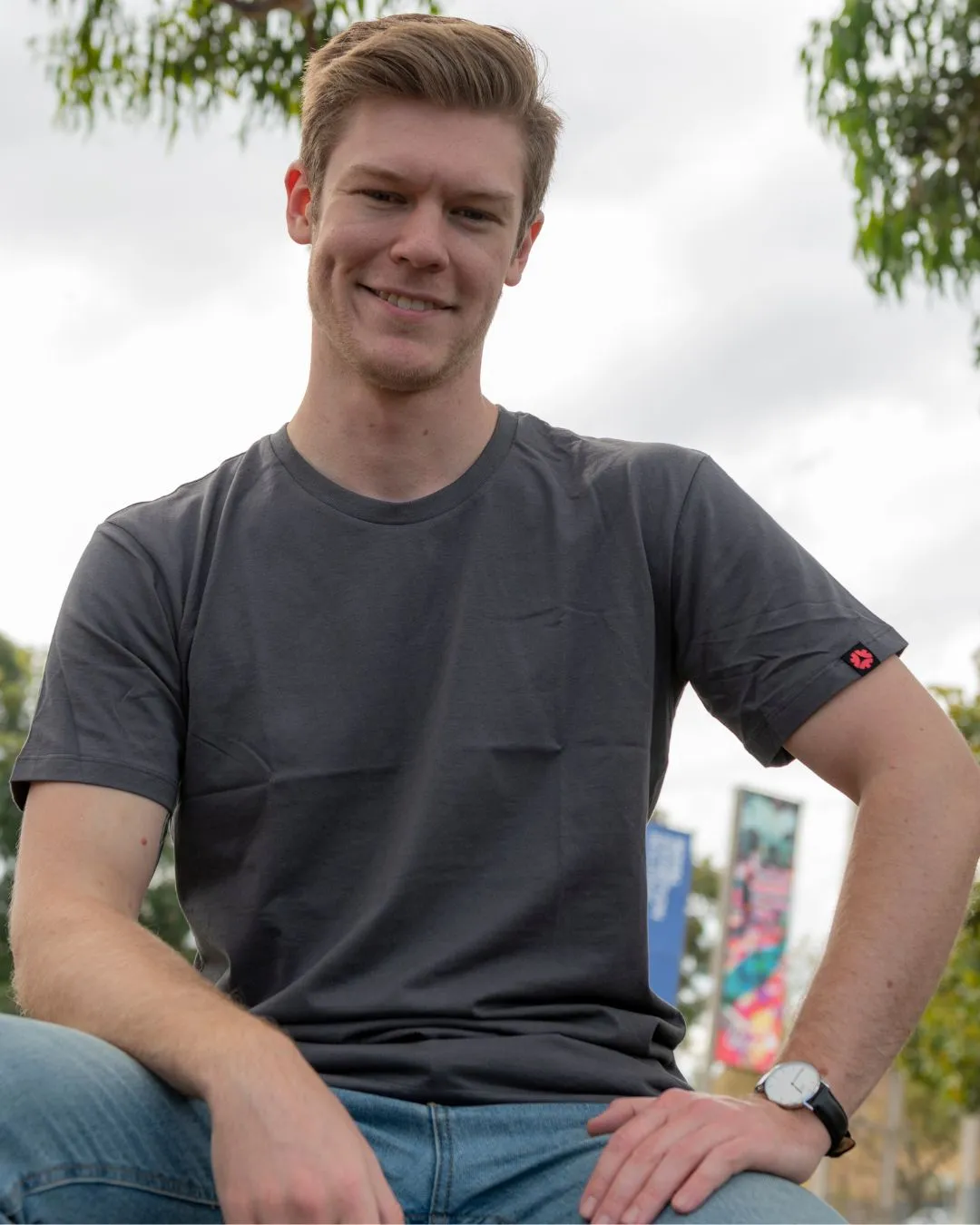 Round Neck T-shirt, Unisex Charcoal sold by Etiko product image thumbnail 3