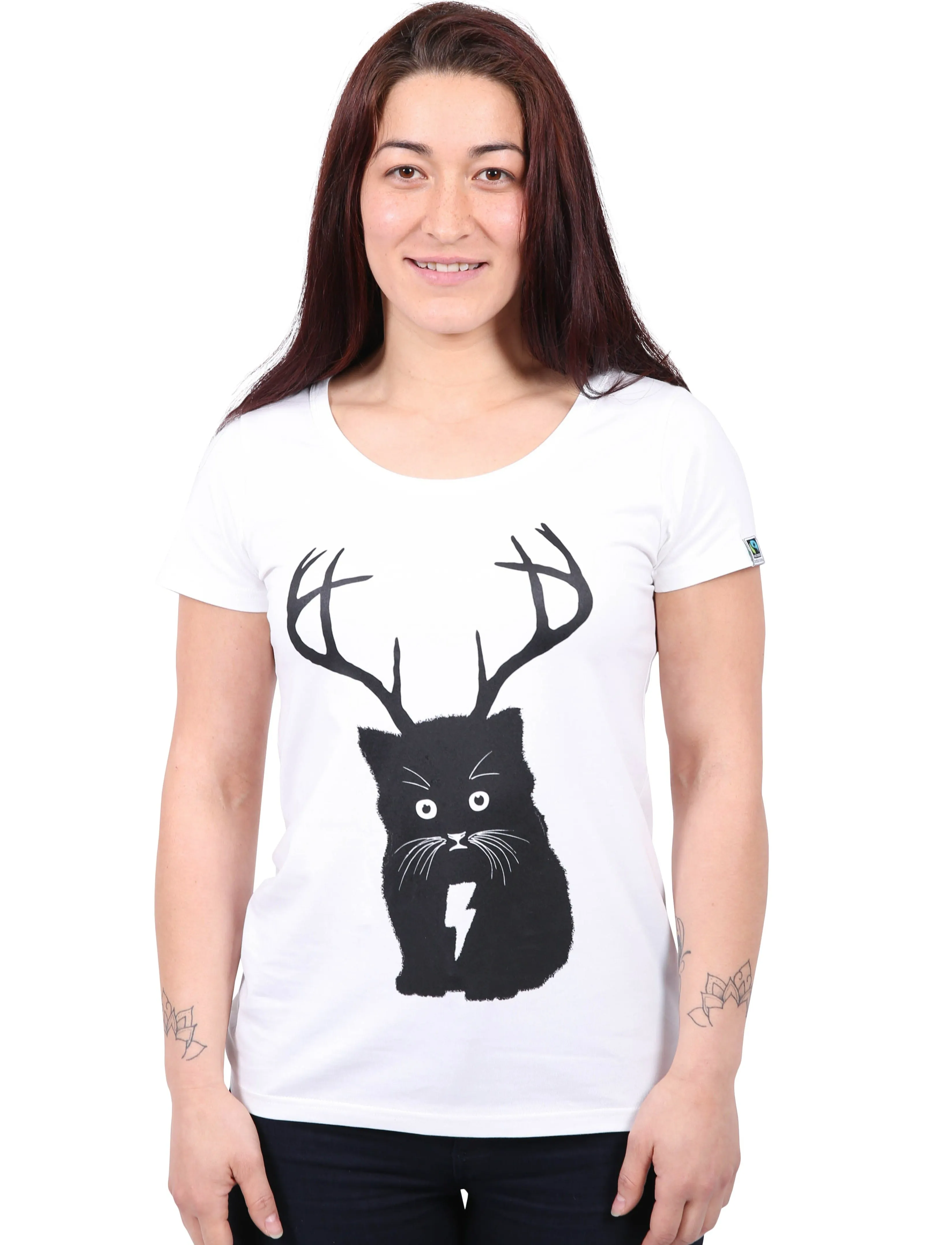 Cat Printed T-shirt, Womens White sold by Etiko