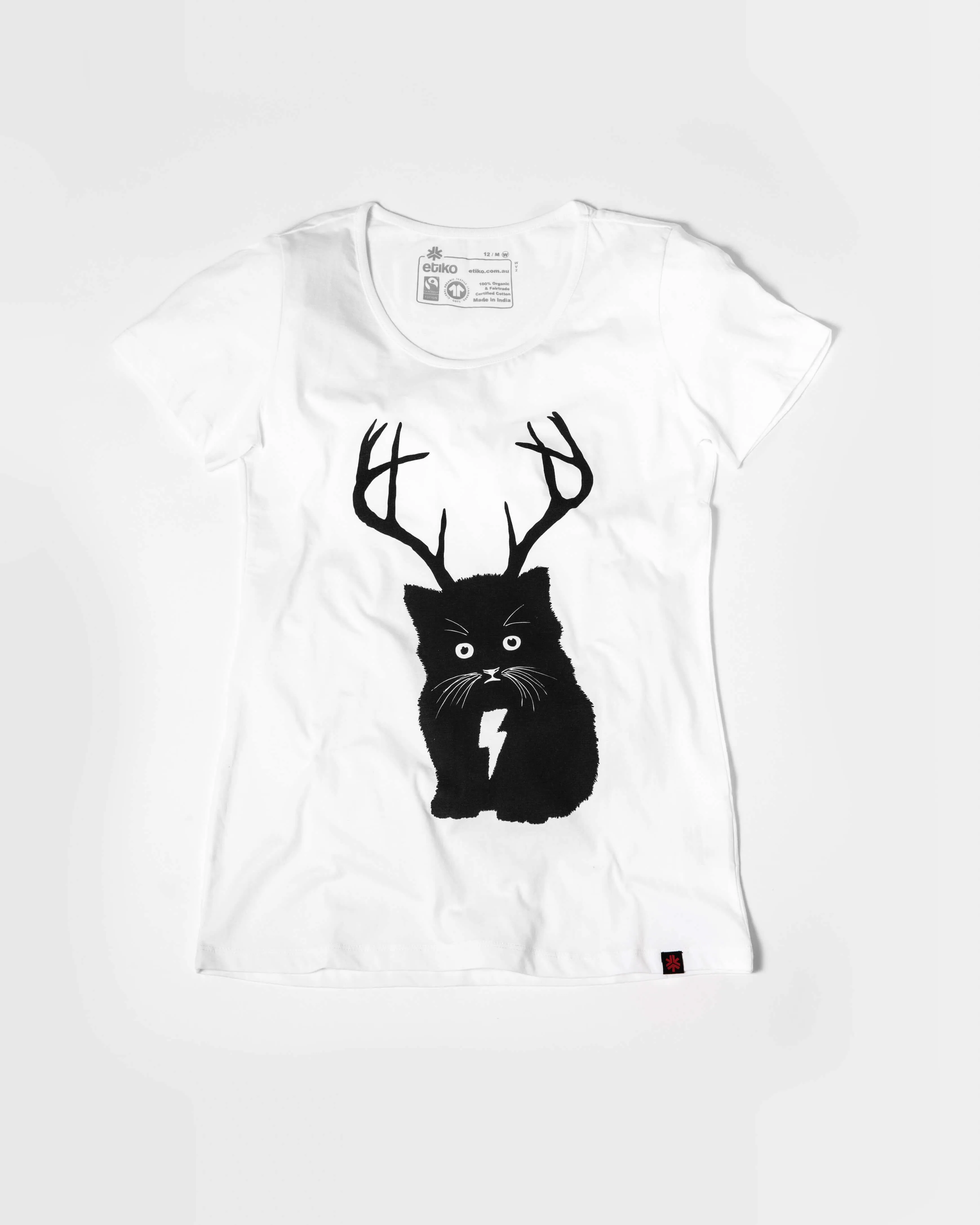 Cat Printed T-shirt, Womens White sold by Etiko product image thumbnail 3