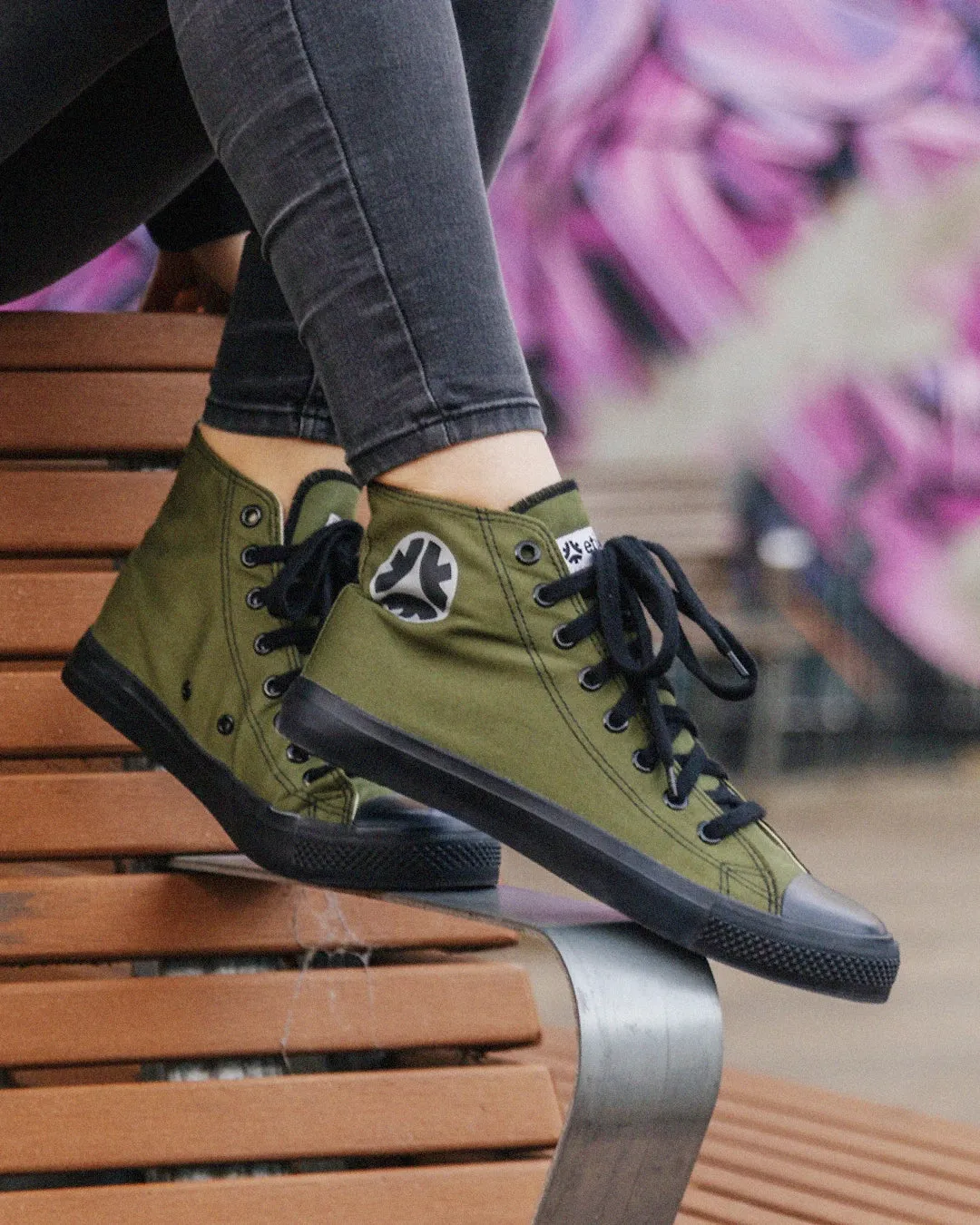 High Top Sneakers, Olive & Black sold by Etiko product image thumbnail 2