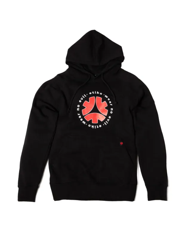 Pullover Hoodie, Wear No Evil, Unisex Black & Red sold by Etiko