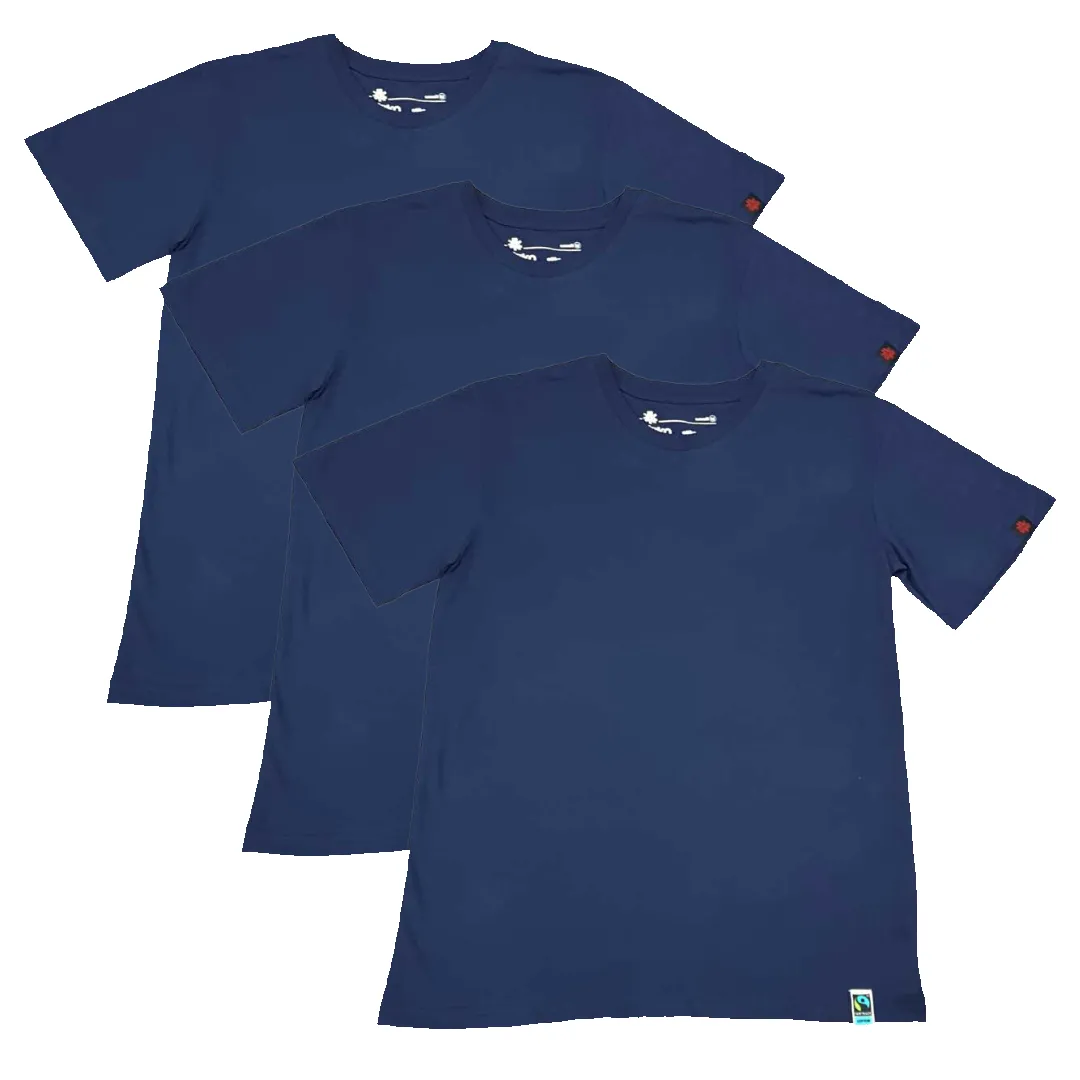 ROUND NECK T-SHIRT, UNISEX NAVY(3 pack) sold by Etiko