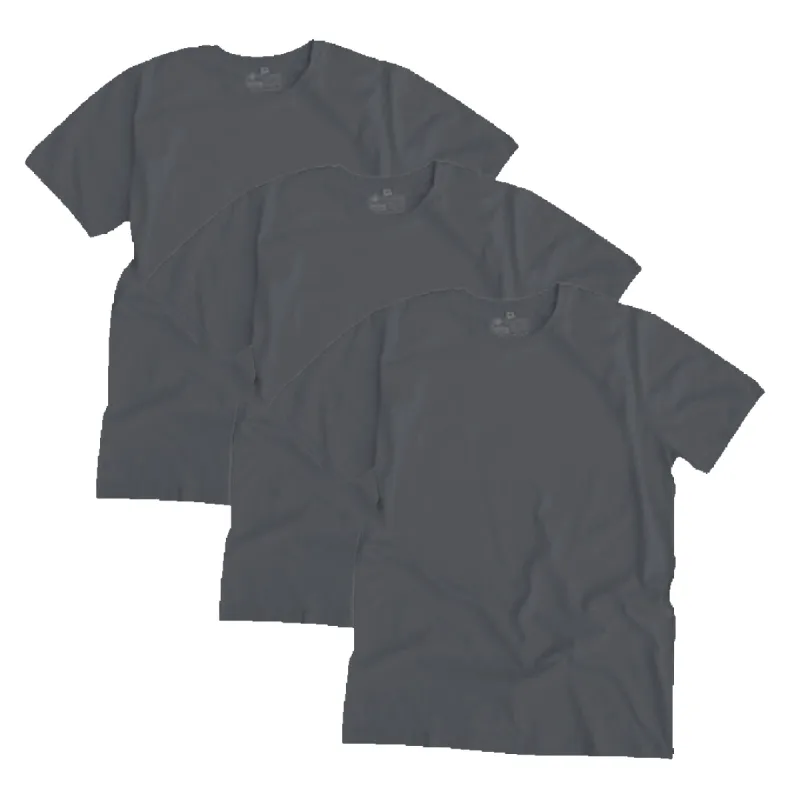 ROUND NECK T-SHIRT, UNISEX CHARCOAL (3 pack) sold by Etiko
