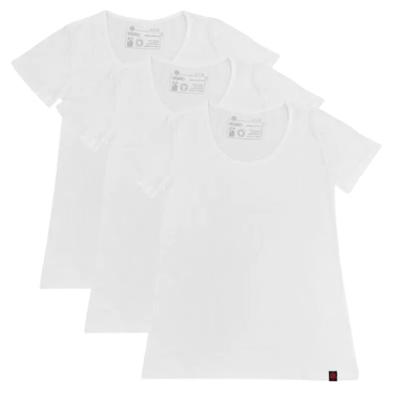 ROUND NECK T-SHIRT, WOMENS WHITE (3 Pack) sold by Etiko