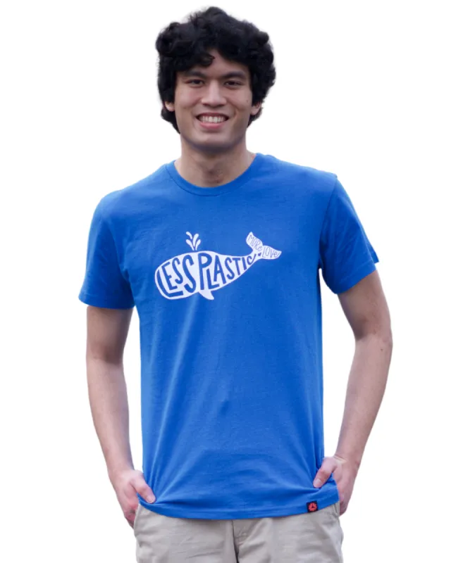Less Plastic More Love Printed T-shirt, Unisex Blue Marle sold by Etiko