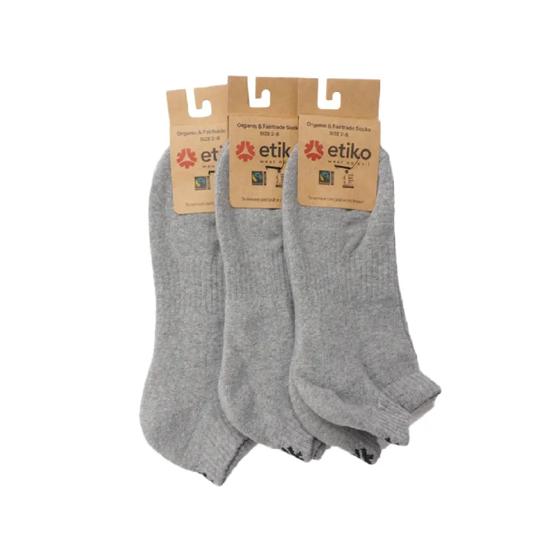 Ankle Socks, Grey (3 Pack) sold by Etiko