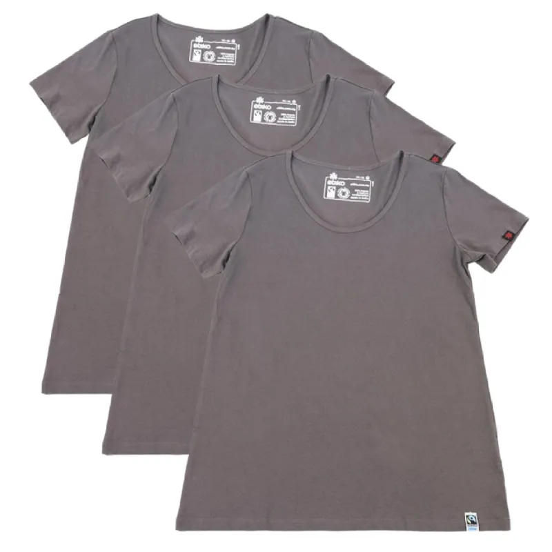 ROUND NECK T-SHIRT, WOMENS CHARCOAL (3 Pack) sold by Etiko