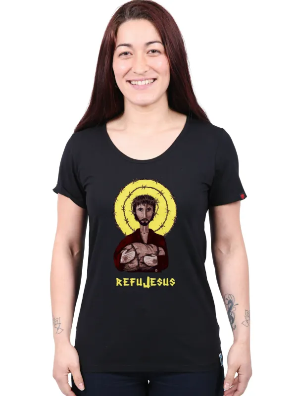 REFUJESUS PRINTED T-SHIRT, WOMENS BLACK sold by Etiko
