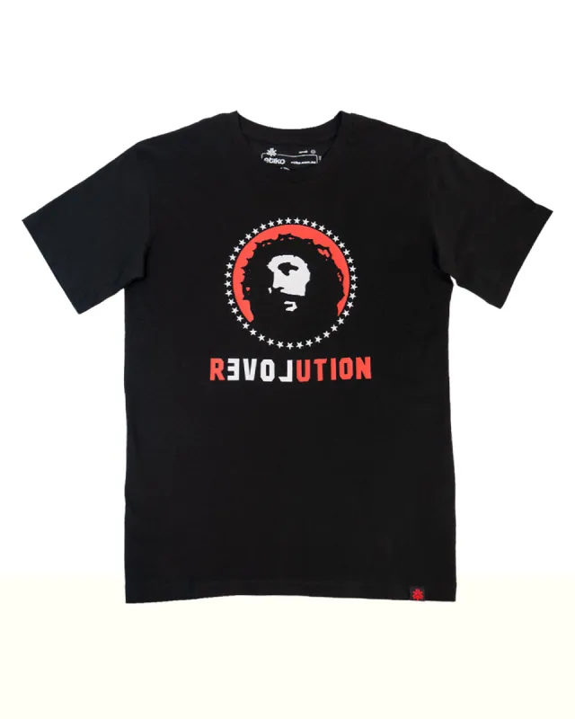 Love Revolution Printed T-shirt, Unisex Black sold by Etiko
