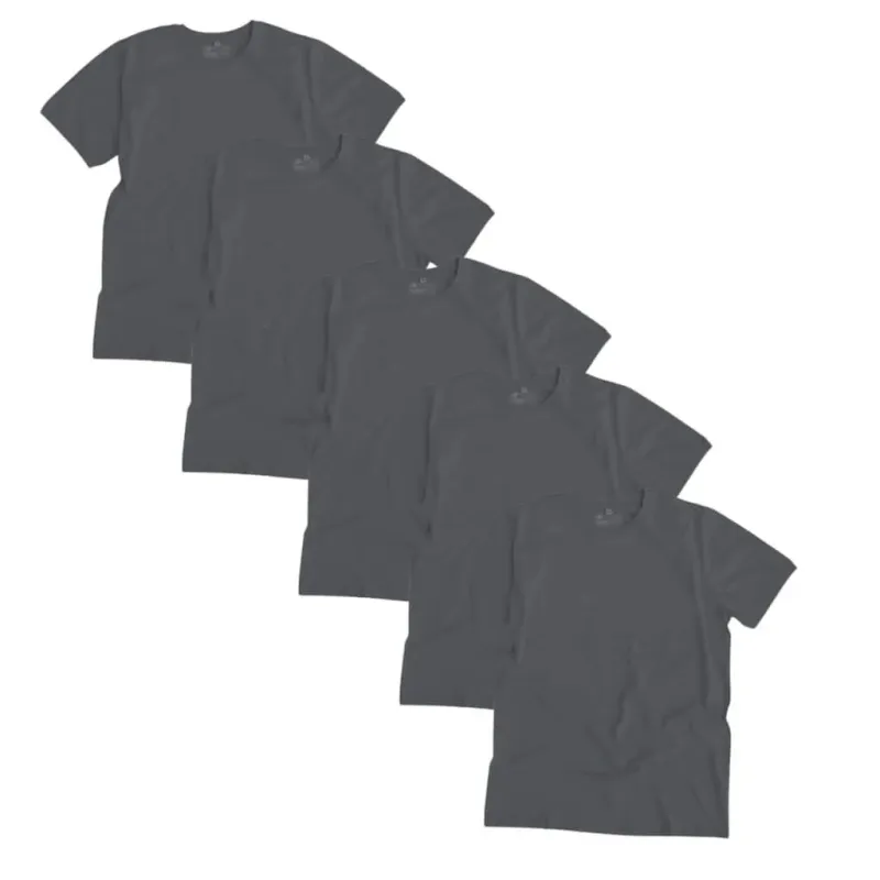 Round Neck T-shirt, Unisex Charcoal (5 pack) made by Etiko