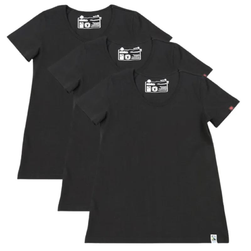 ROUND NECK T-SHIRT, WOMENS BLACK (3 Pack) sold by Etiko