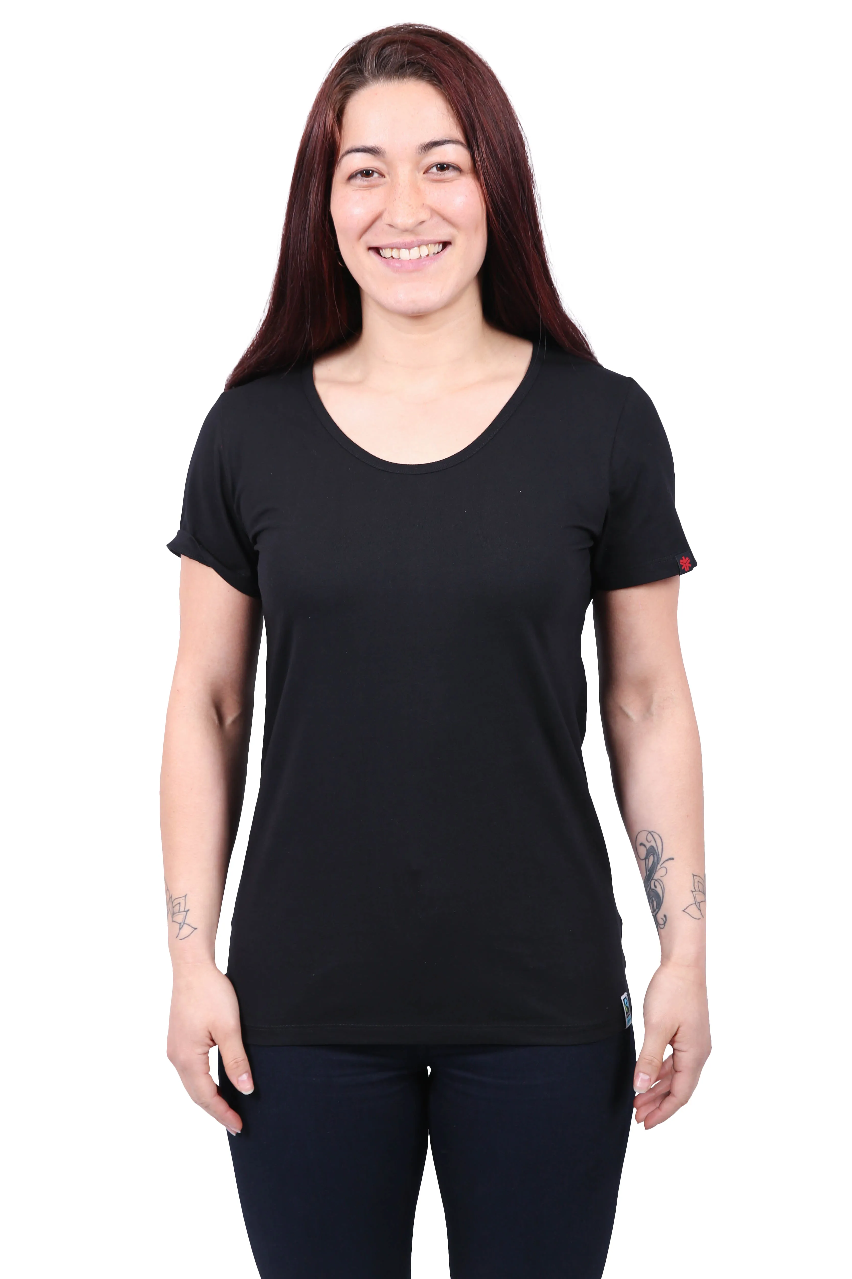 ROUND NECK T-SHIRT, WOMENS BLACK (3 Pack) sold by Etiko product image thumbnail 2