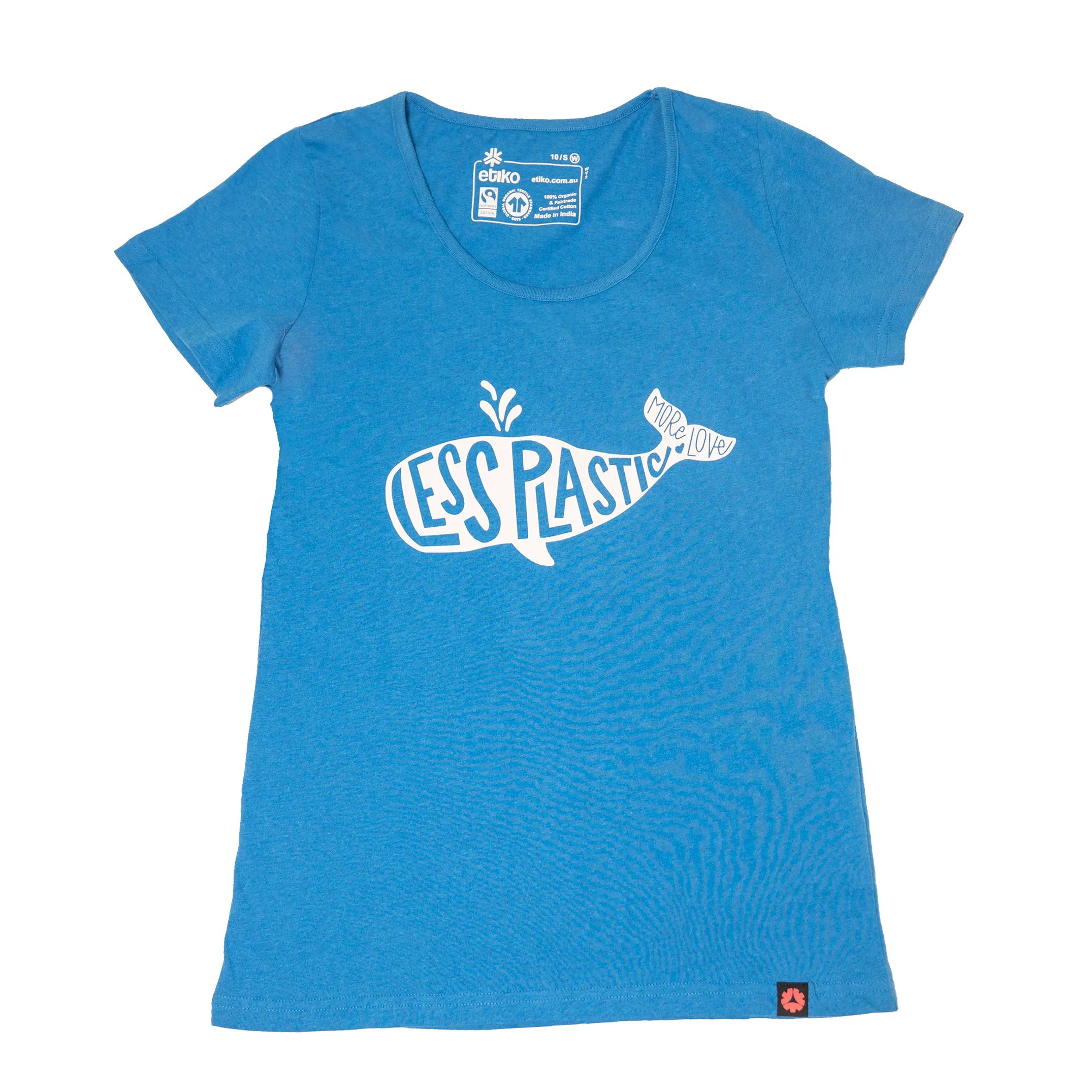 Less Plastic More Love Printed T-shirt, Womens Blue Marle sold by Etiko product image thumbnail 4
