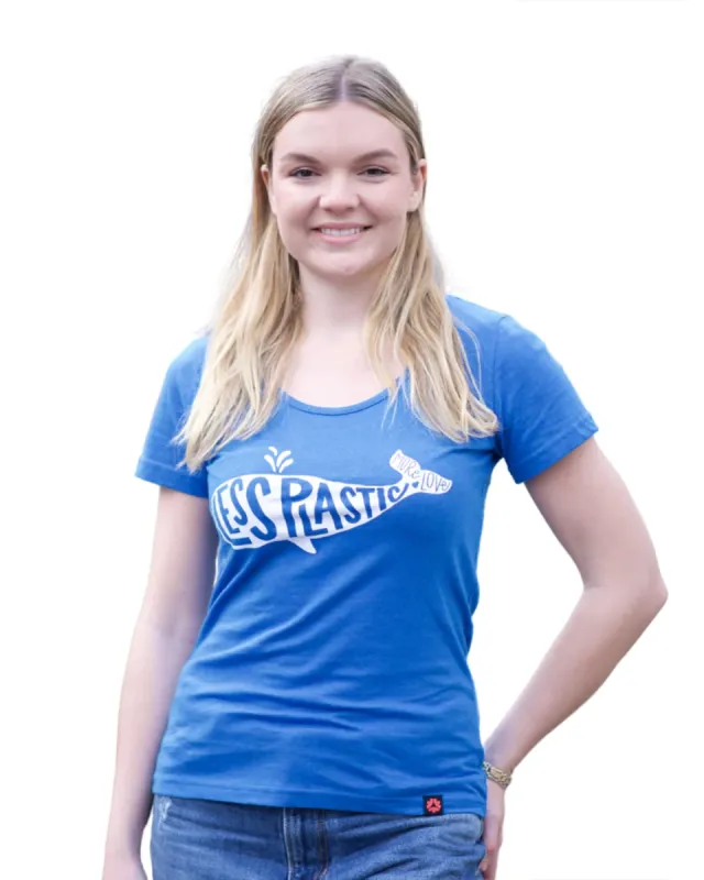 Less Plastic More Love Printed T-shirt, Womens Blue Marle sold by Etiko