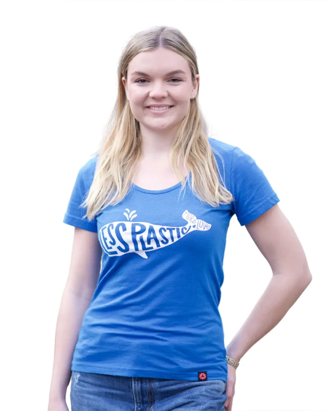 Less Plastic More Love Printed T-shirt, Womens Blue Marle sold by Etiko