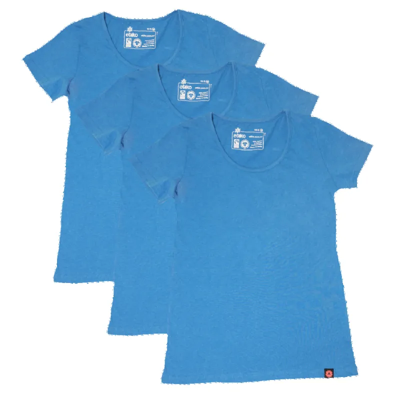 ROUND NECK T-SHIRT, WOMENS BLUE MARLE (3 Pack) sold by Etiko