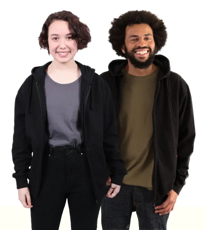 Zipped Hoodie, Unisex Black sold by Etiko