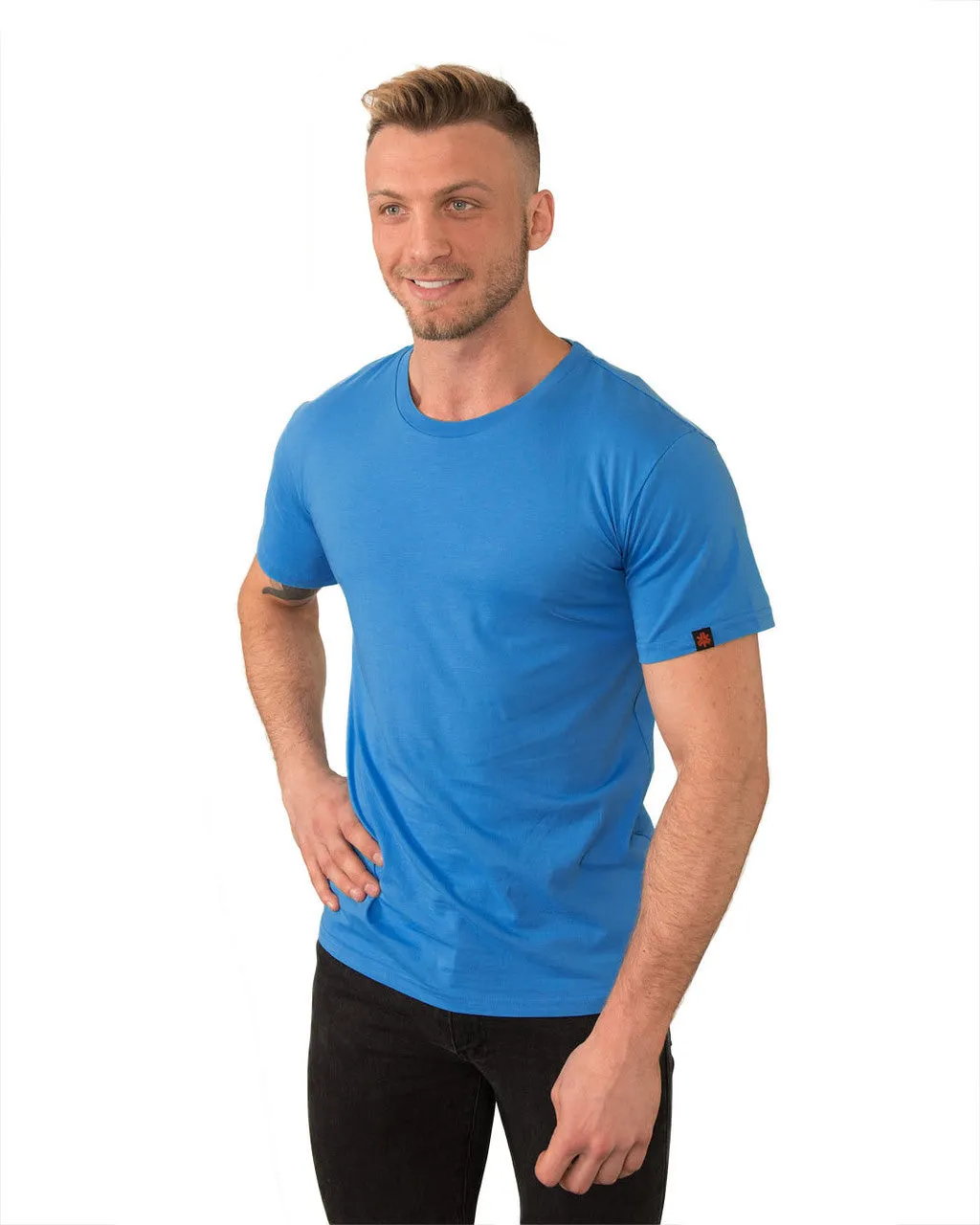 Round Neck T-shirt, Unisex Blue Marle sold by Etiko