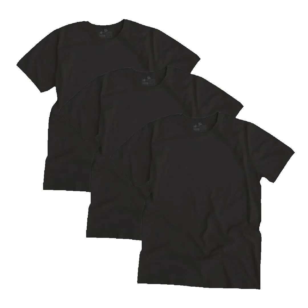 ROUND NECK T-SHIRT, UNISEX BLACK (3 Pack) sold by Etiko