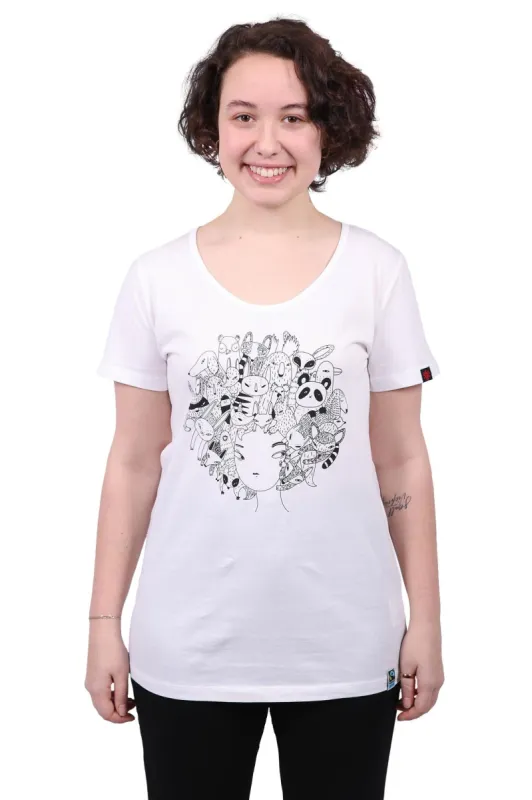 Zoo Hair Printed T-Shirt, Womens White sold by Etiko