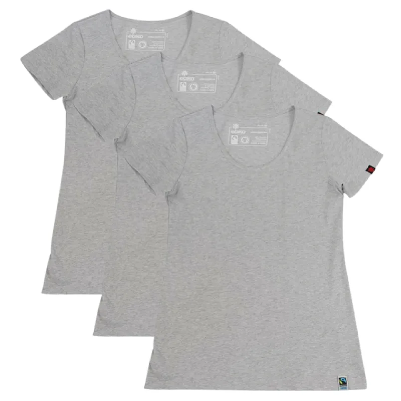 ROUND NECK T-SHIRT, WOMENS GREY MARLE (3 Pack) sold by Etiko