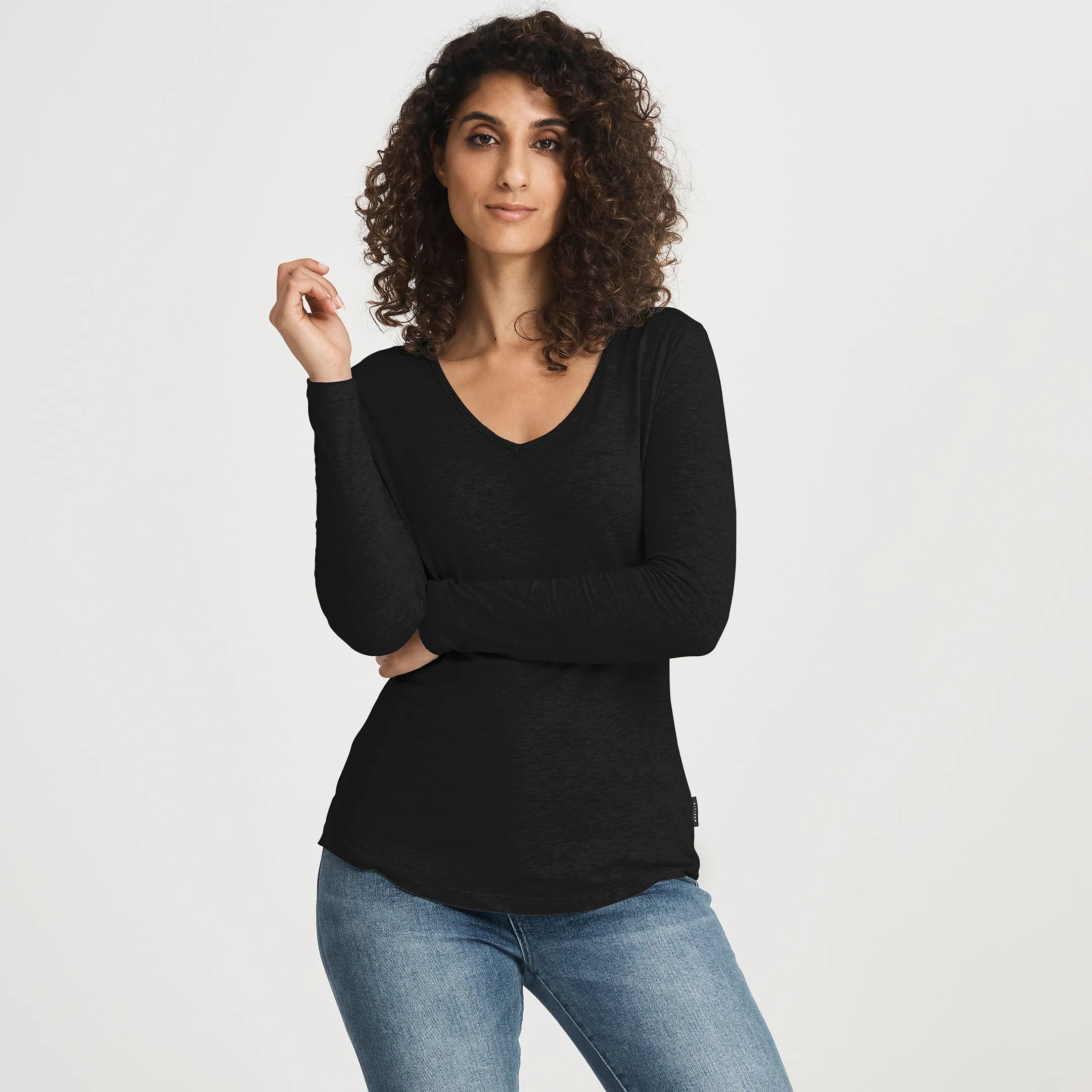 Cotton LS V-Neck Tee sold by Citizen Wolf product image thumbnail 4