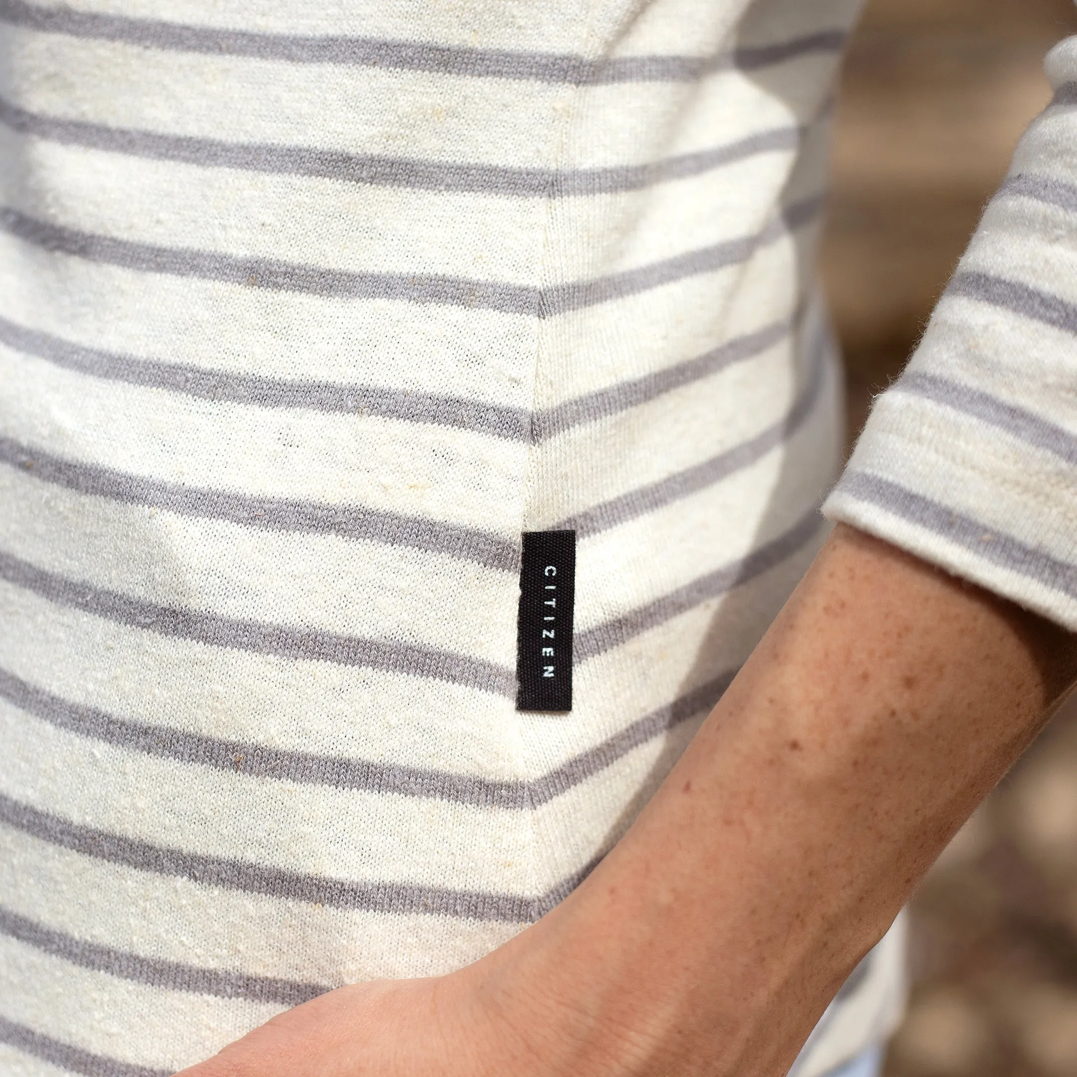 Off-White / Grey Stripe Hemp Tee sold by Citizen Wolf product image thumbnail 2