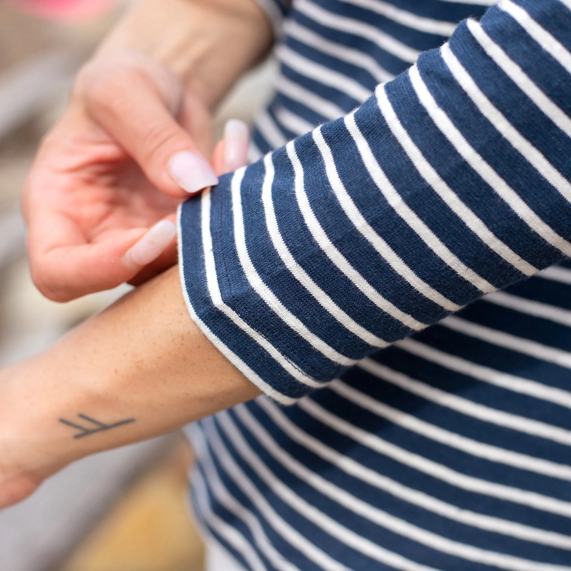 Navy / White Reverse Stripe Hemp Tee sold by Citizen Wolf product image thumbnail 2