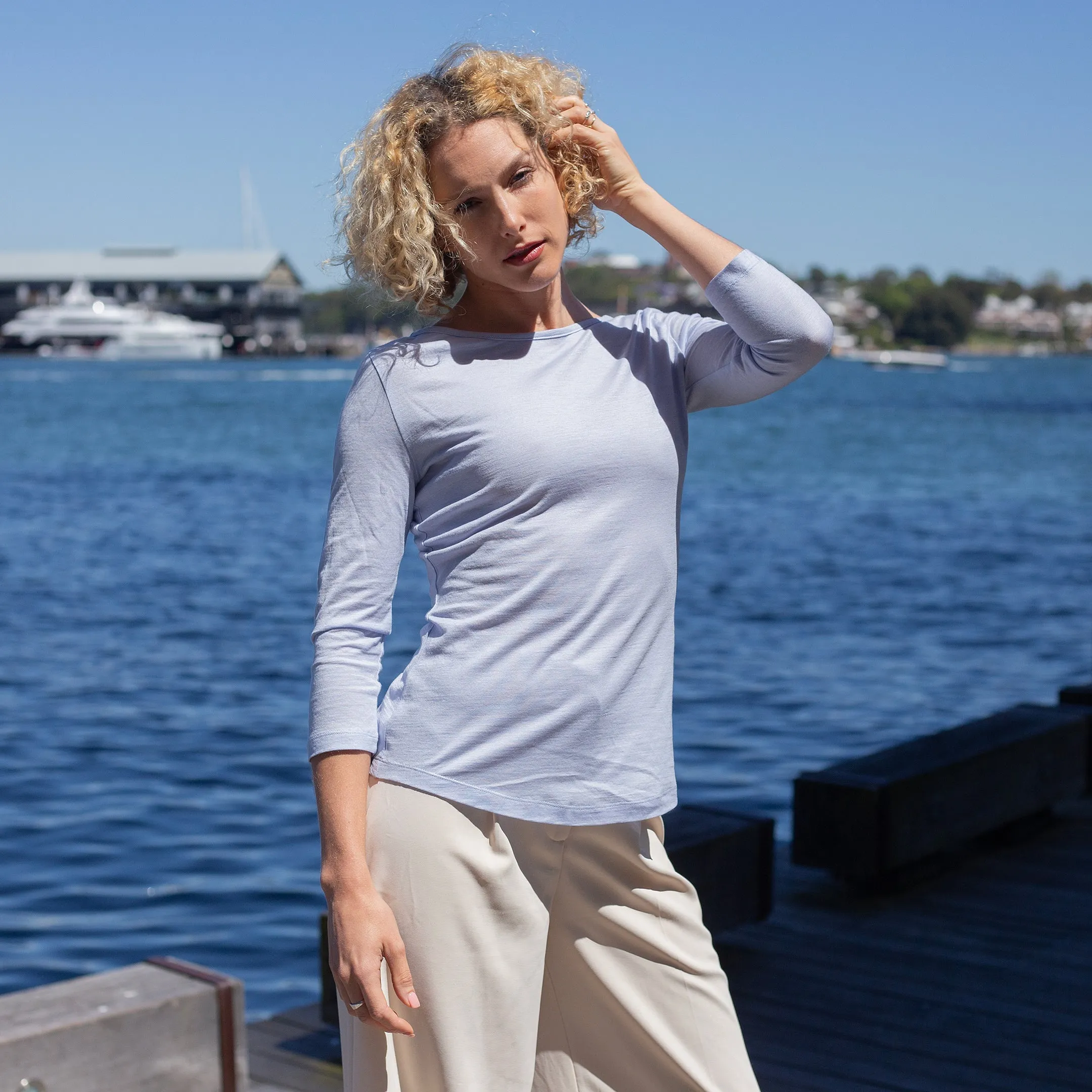 Cloud Blue Merino / Cotton Tee sold by Citizen Wolf product image thumbnail 5