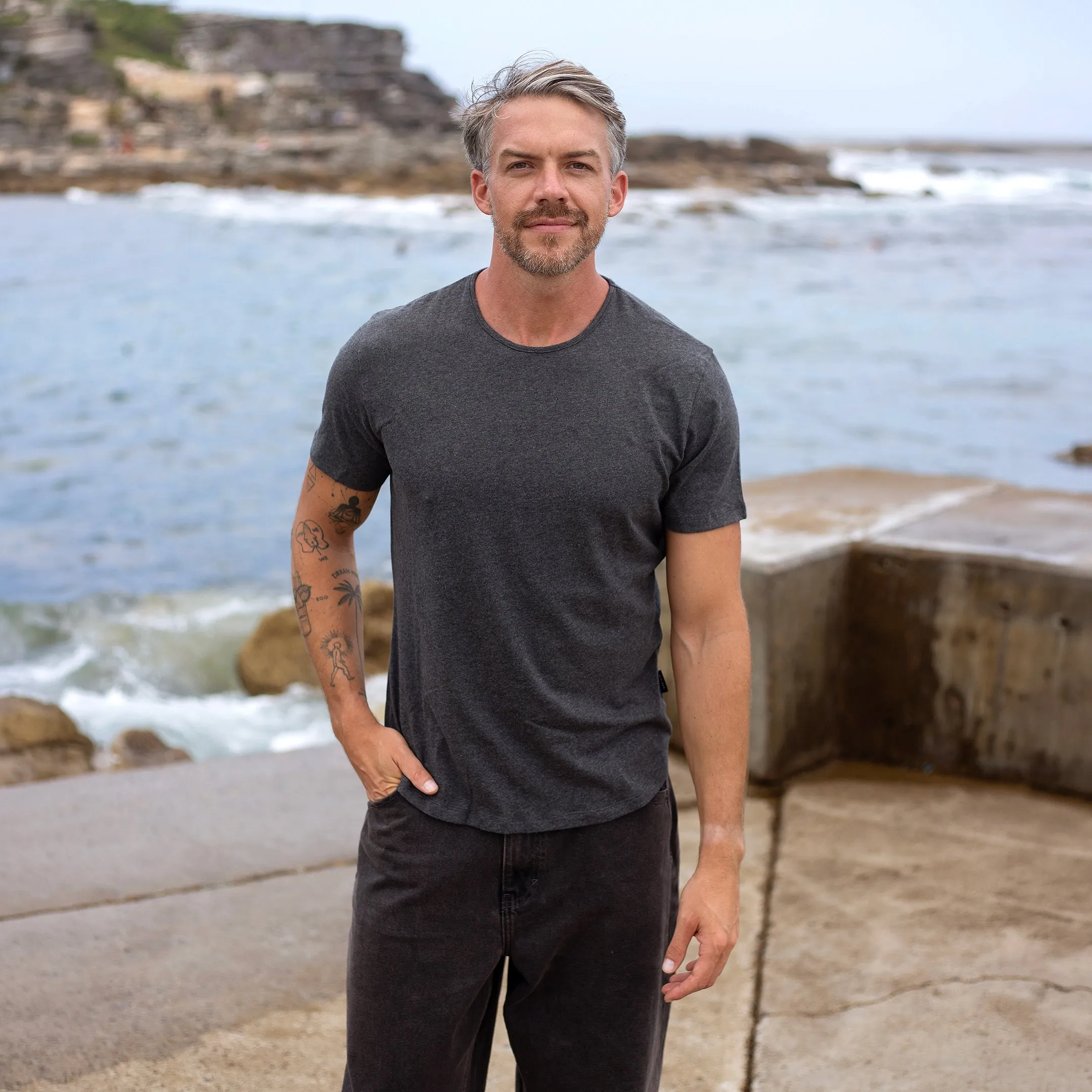 Charcoal Marl Cotton Tee sold by Citizen Wolf