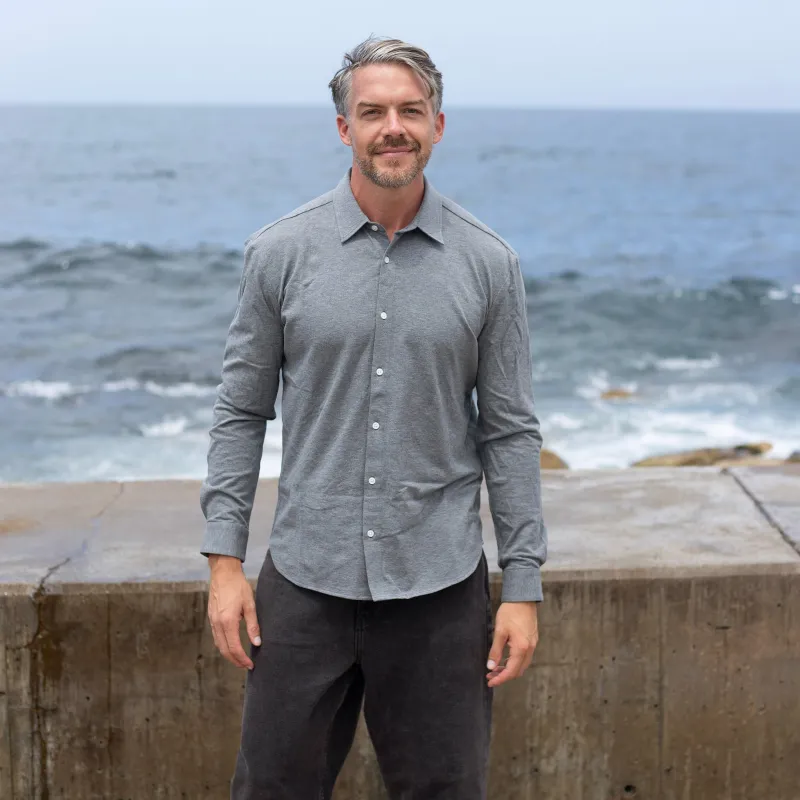 Grey Marl Pique Knit Shirt made by Citizen Wolf