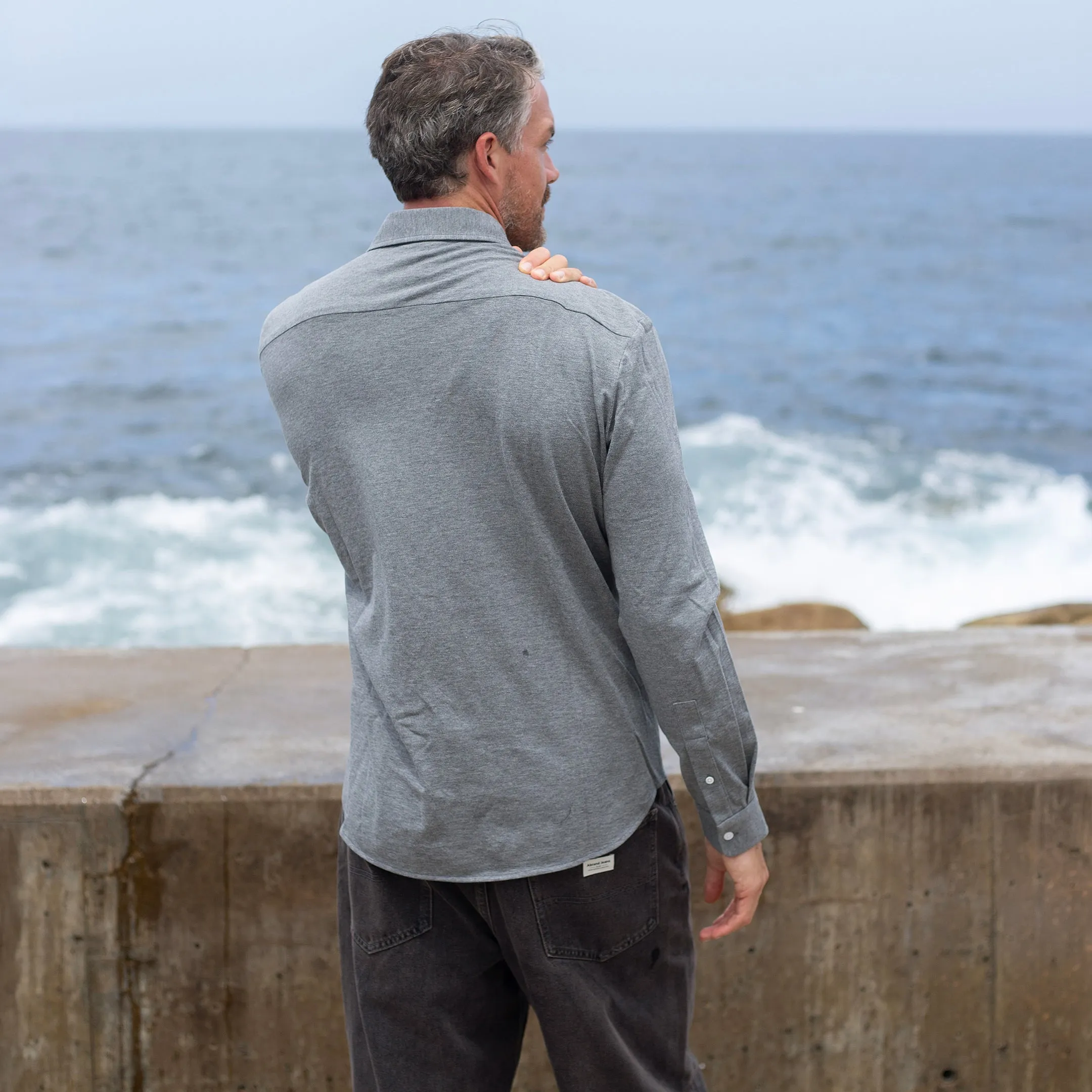 Grey Marl Pique Knit Shirt sold by Citizen Wolf product image thumbnail 3