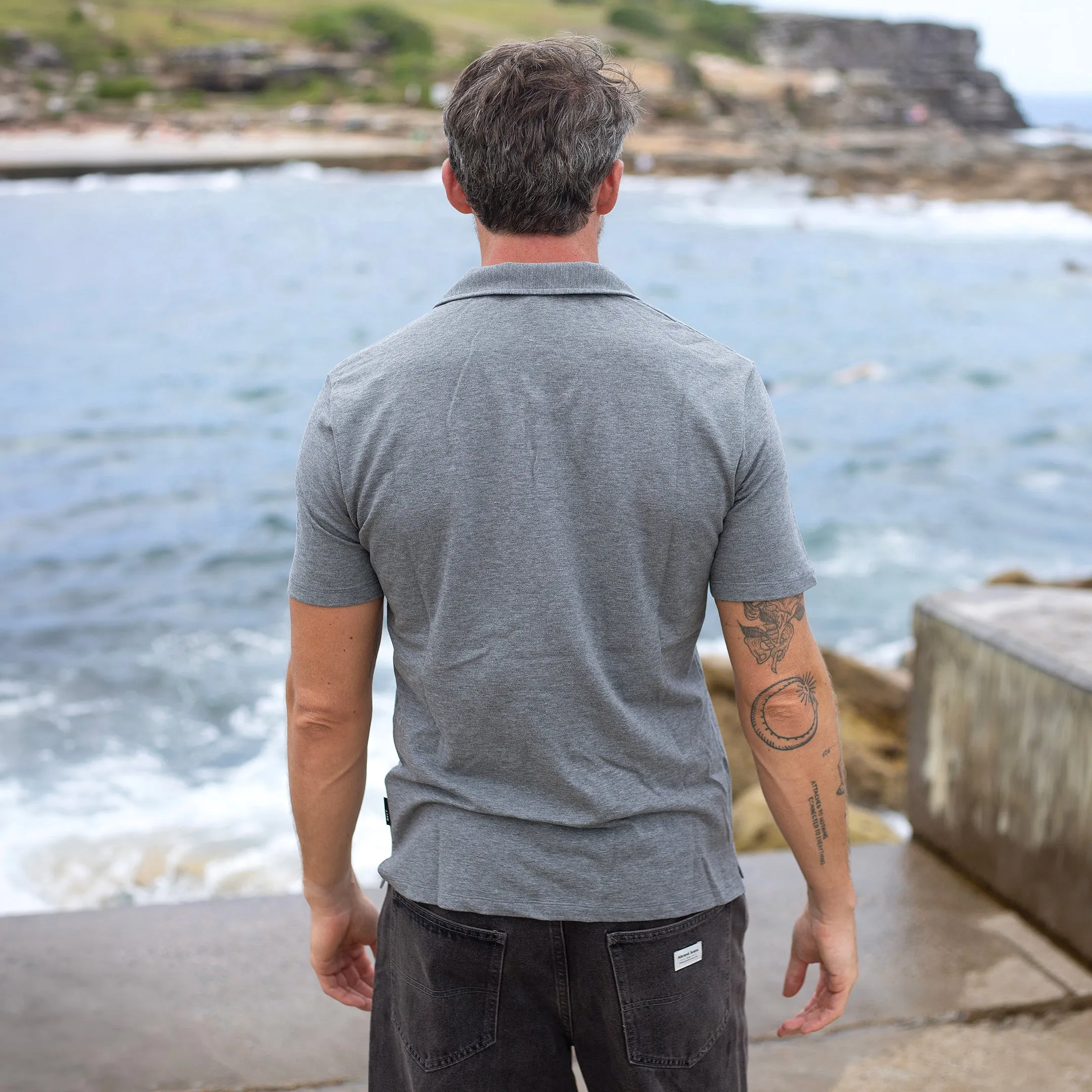 Grey Marl Pique Casual Polo sold by Citizen Wolf product image thumbnail 3
