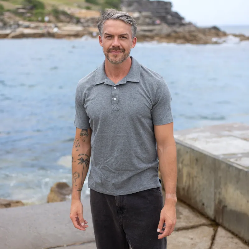 Grey Marl Pique Casual Polo made by Citizen Wolf