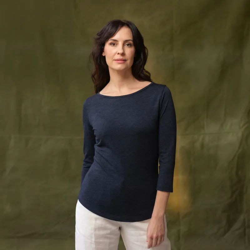 Women's Midnight Marle Heavy Merino Tee made by Citizen Wolf