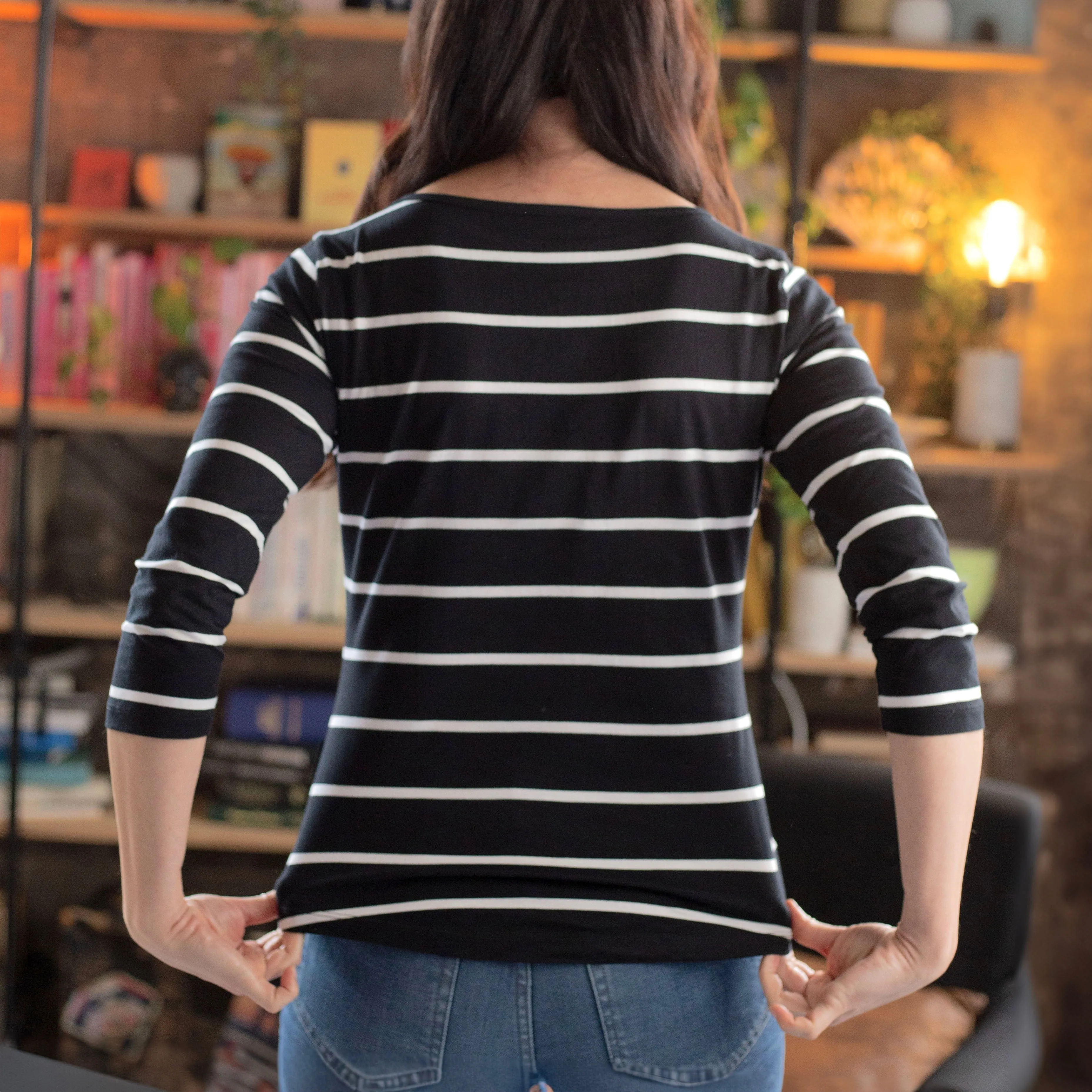 Women's Black-White Stripe Supima Cotton Tee sold by Citizen Wolf product image thumbnail 5