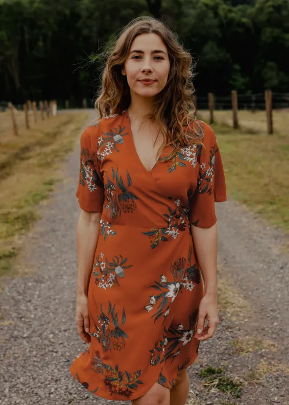 Wilder Wrap Dress Native Floral sold by Tali and Tasi