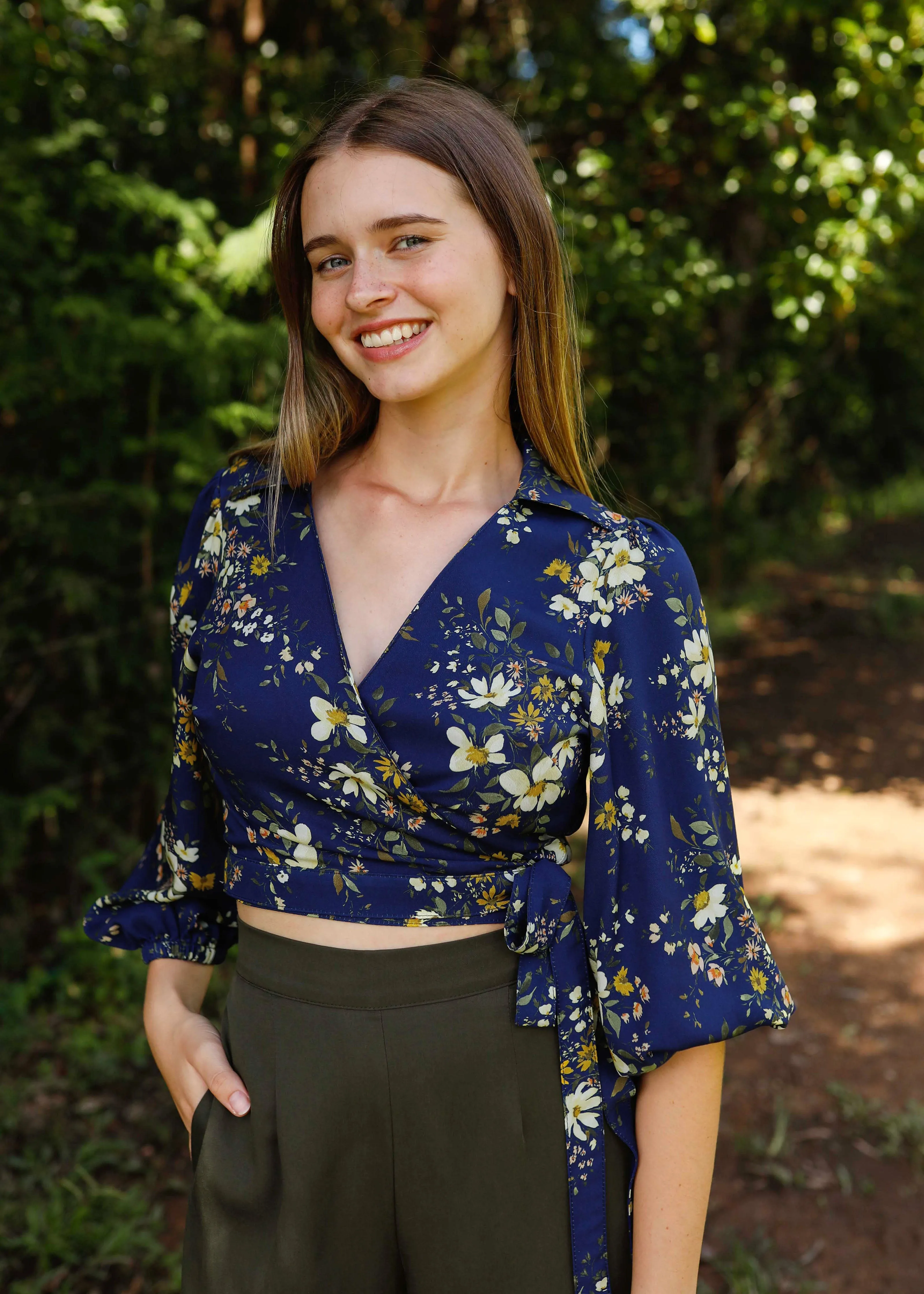 Willow Wrap Blouse Evening Posy sold by Tali and Tasi