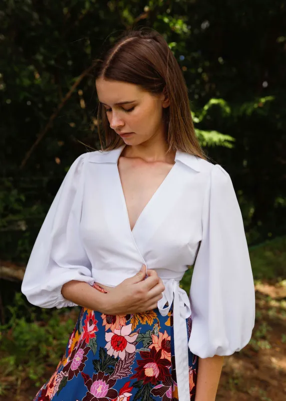 Willow Wrap Blouse White sold by Tali and Tasi