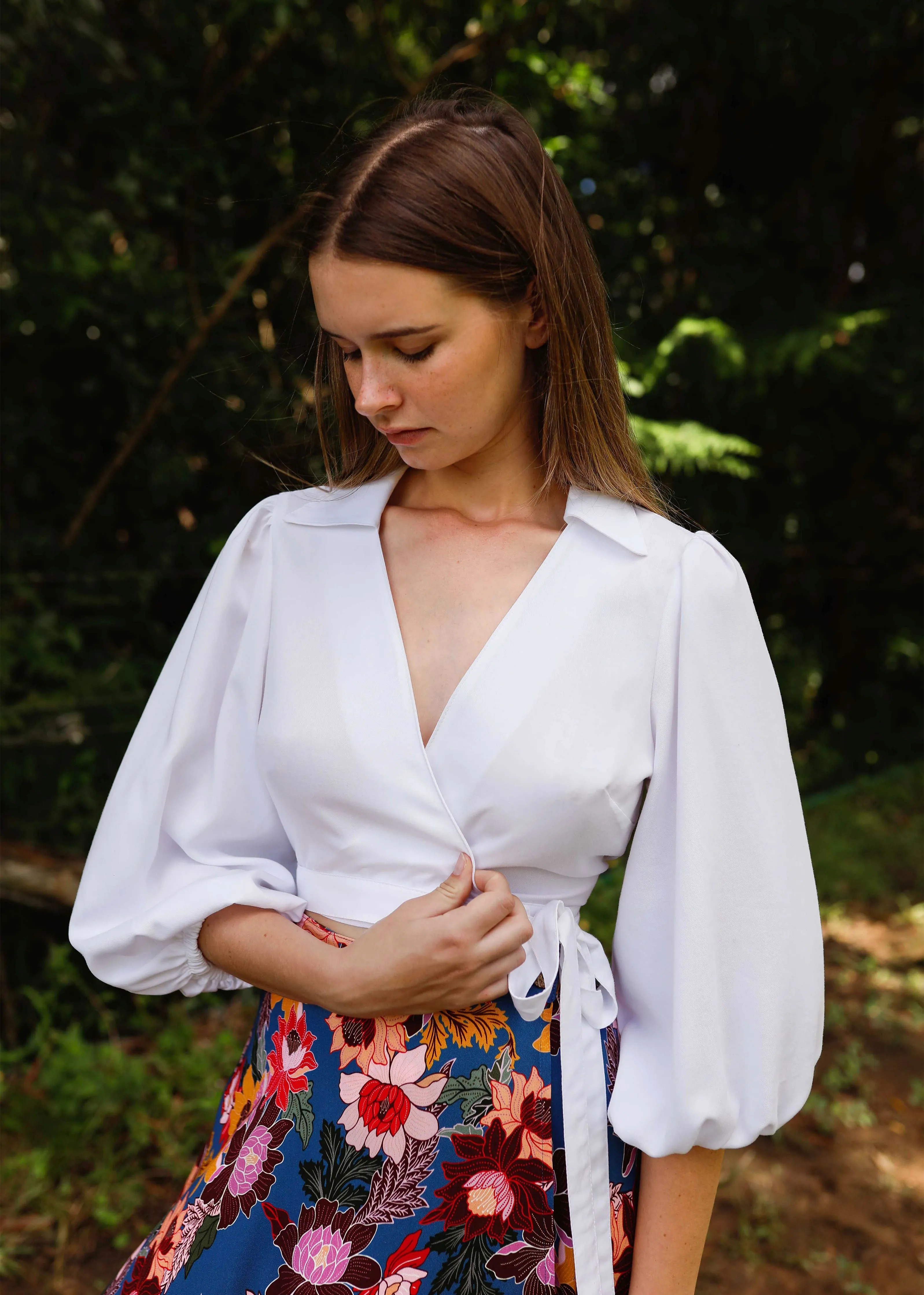 Willow Wrap Blouse White sold by Tali and Tasi